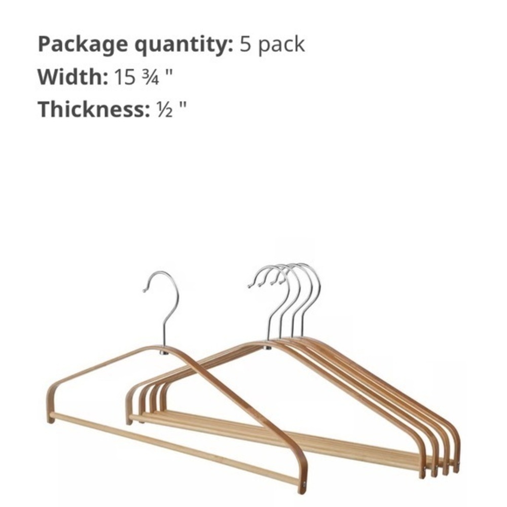 5 piece IKEA HÖSVANS
Hangers, bamboo Wooden Hangers - Brown